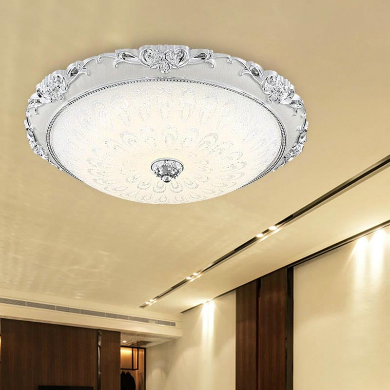 Dome Flush Mount Led Ceiling Light In Modern White Glass - 8’/12’/16’ Wide Gold/Silver Finish