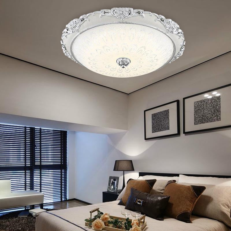 Dome Flush Mount Led Ceiling Light In Modern White Glass - 8’/12’/16’ Wide Gold/Silver Finish