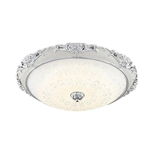 Dome Flush Mount Led Ceiling Light In Modern White Glass - 8’/12’/16’ Wide Gold/Silver Finish