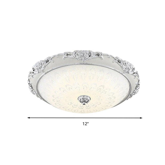 Dome Flush Mount Led Ceiling Light In Modern White Glass - 8’/12’/16’ Wide Gold/Silver Finish