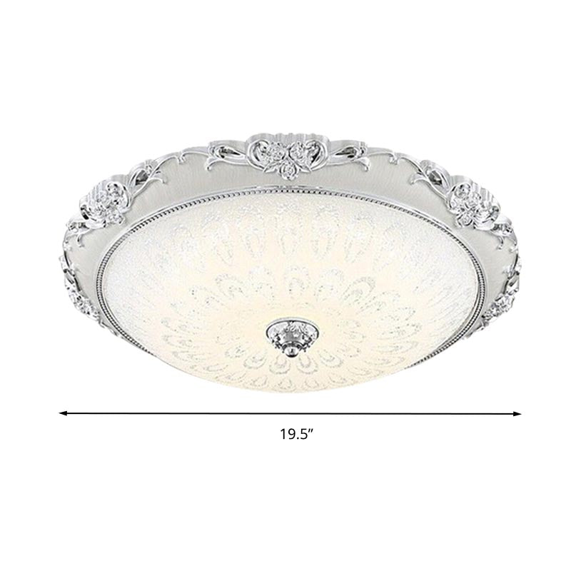 Dome Flush Mount Led Ceiling Light In Modern White Glass - 8’/12’/16’ Wide Gold/Silver Finish