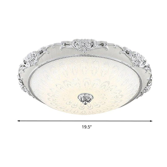 Dome Flush Mount Led Ceiling Light In Modern White Glass - 8’/12’/16’ Wide Gold/Silver Finish