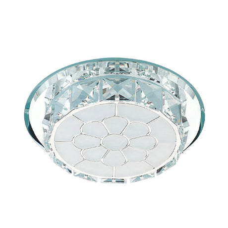 Led Crystal Ceiling Light - Elegant Chrome Floral Design In 3 Options Ideal For Corridors Recessed