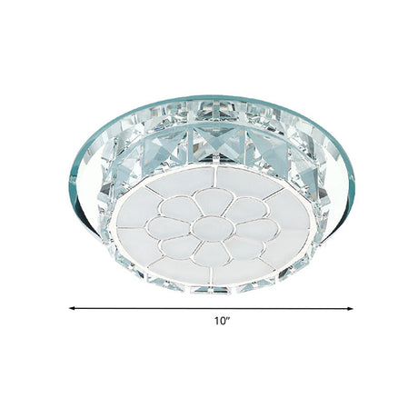Led Crystal Ceiling Light - Elegant Chrome Floral Design In 3 Options Ideal For Corridors Recessed