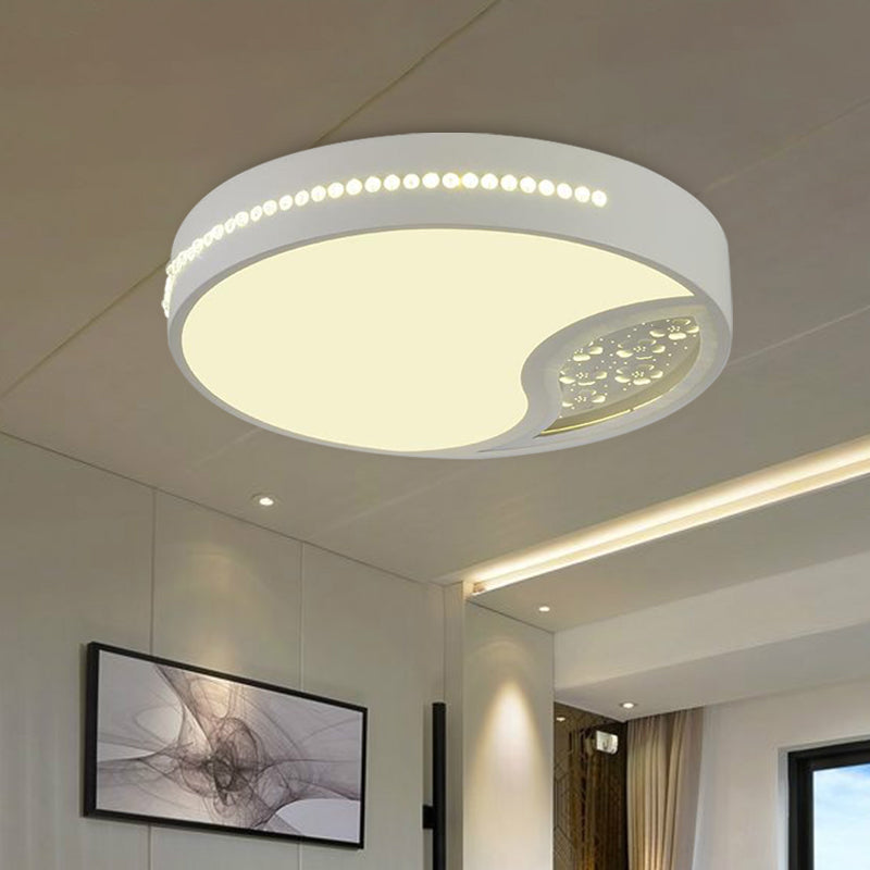 Minimalist Gray Drum Acrylic Led Ceiling Light For Bedroom - Flush Mount 19.5’/31’ Wide