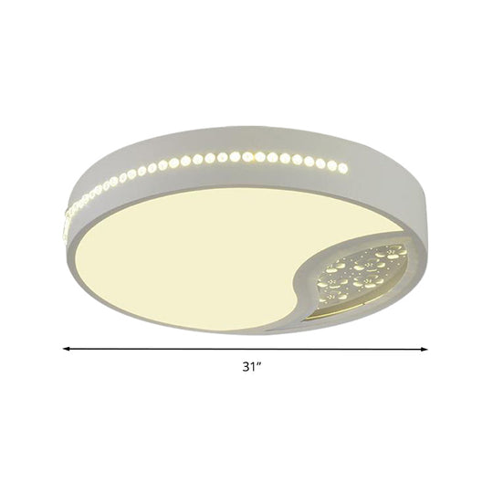 Minimalist Gray Drum Acrylic Led Ceiling Light For Bedroom - Flush Mount 19.5’/31’ Wide