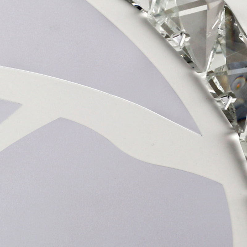 Simple Crystal Drum Ceiling Flush Mount - White Led Light For Bedroom (White/3 Color A/B)