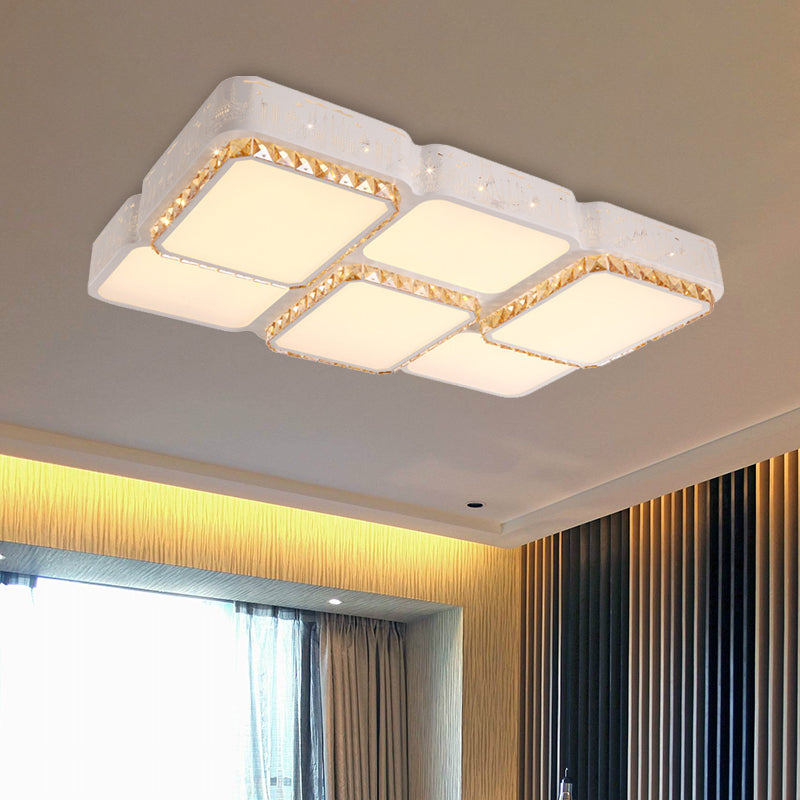 Modern K9 Crystal Led Ceiling Light - Flush Mount Acrylic Shade Remote Control Dimming