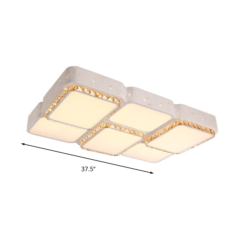 Modern K9 Crystal Led Ceiling Light - Flush Mount Acrylic Shade Remote Control Dimming 21.5/37.5