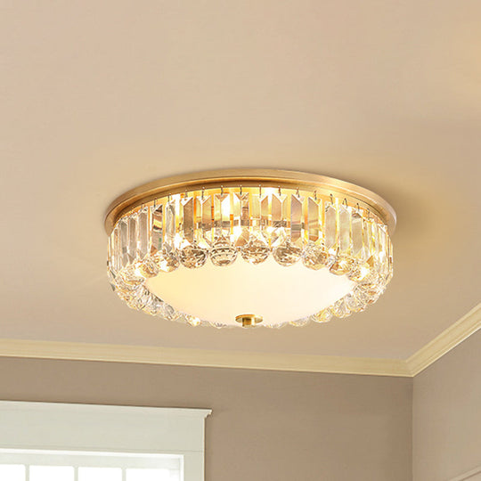 Led Modern Crystal Flush Mount Ceiling Light In Gold Ideal For Bedroom