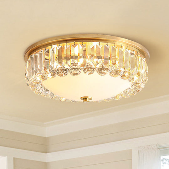 Led Modern Crystal Flush Mount Ceiling Light In Gold Ideal For Bedroom
