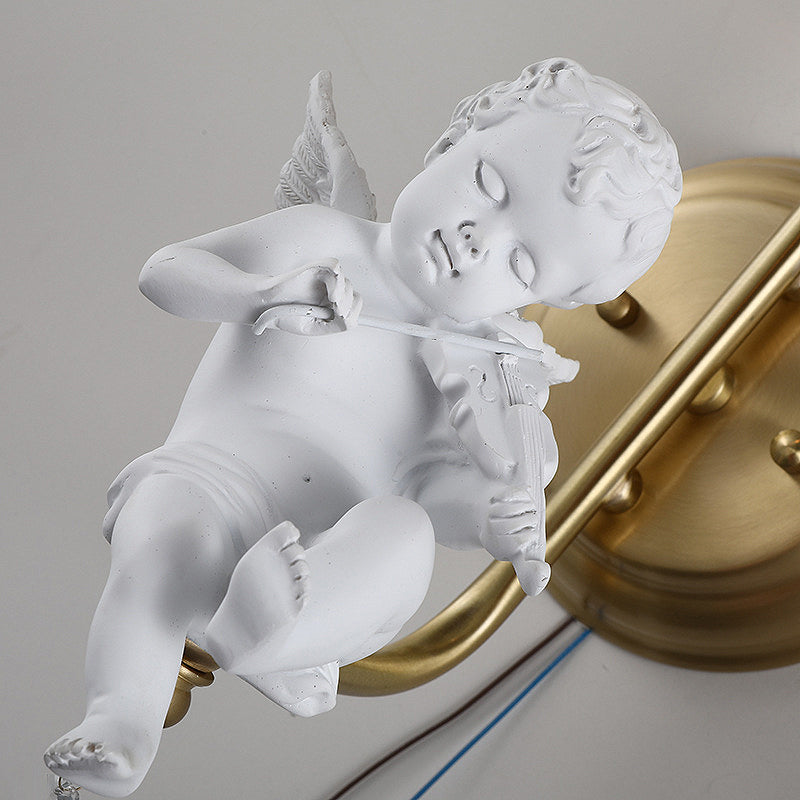 Modern Gold Glass Sconce Light With Resin Deco - 1-Light Wall Lamp