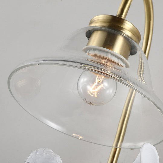 Modern Gold Glass Sconce Light With Resin Deco - 1-Light Wall Lamp