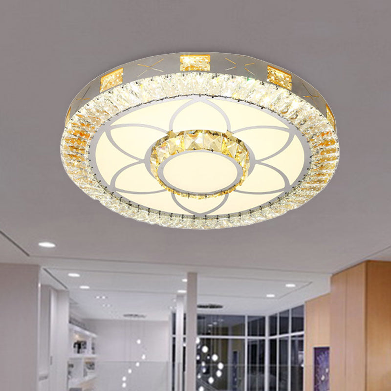 Modern Crystal Led Ceiling Light For Bedroom With White Flush Mount