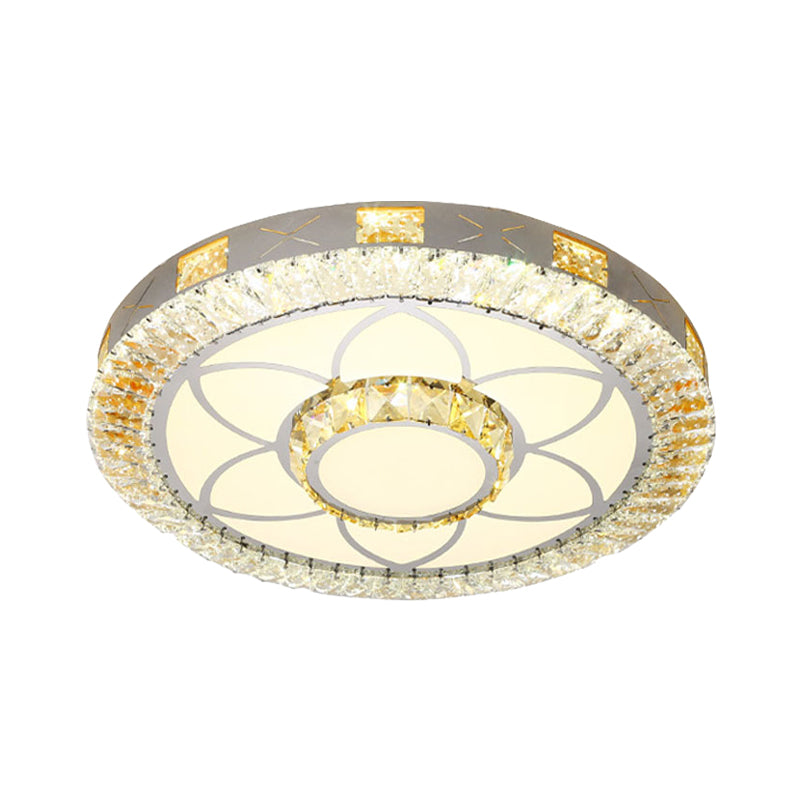 Modern Crystal Led Ceiling Light For Bedroom With White Flush Mount