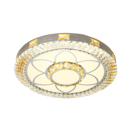 Modern Crystal Led Ceiling Light For Bedroom With White Flush Mount