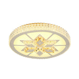 Simple White Led Crystal Flush Mount Lamp - Star/Flower Design | Close To Ceiling Light Fixture For