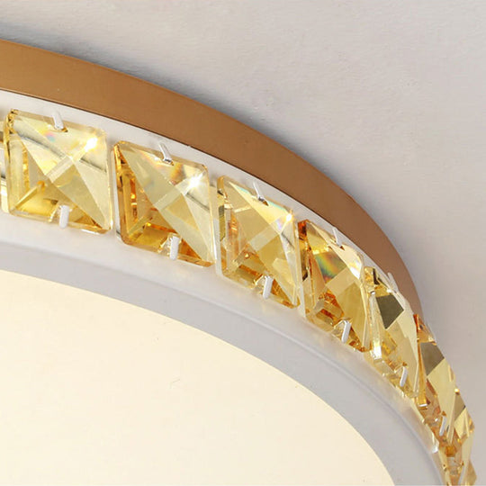 Heart Crystal Flush Mount Led Ceiling Lamp - Modern Bedroom Fixture In White