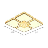 Modern Crystal Led Square Flush Mount Bedroom Ceiling Light Fixture In Warm/White
