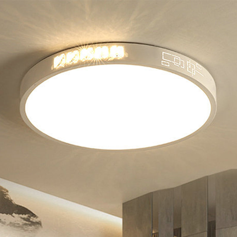 Flush Mounted Led Crystal Ceiling Light With Acrylic Shade - Rectangle/Round Options 16/19.5/23.5