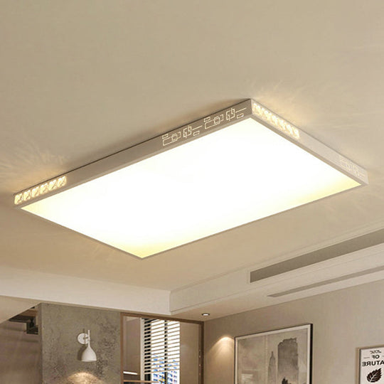 Flush Mounted Led Crystal Ceiling Light With Acrylic Shade - Rectangle/Round Options