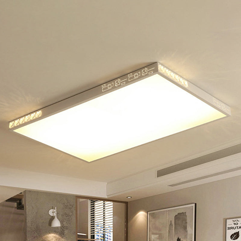 Flush Mounted Led Crystal Ceiling Light With Acrylic Shade - Rectangle/Round Options 16/19.5/23.5