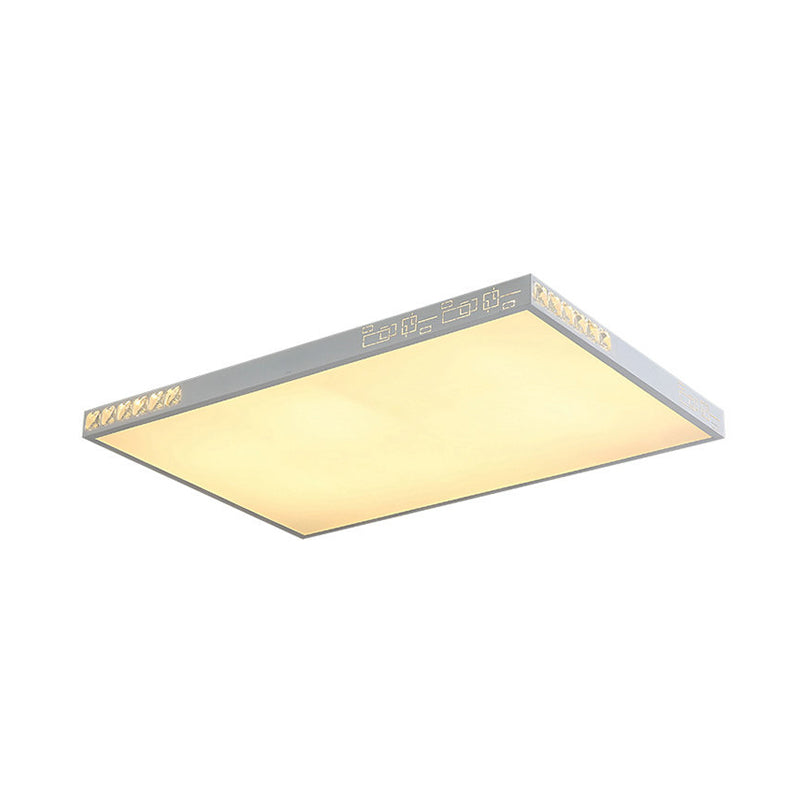 Flush Mounted Led Crystal Ceiling Light With Acrylic Shade - Rectangle/Round Options