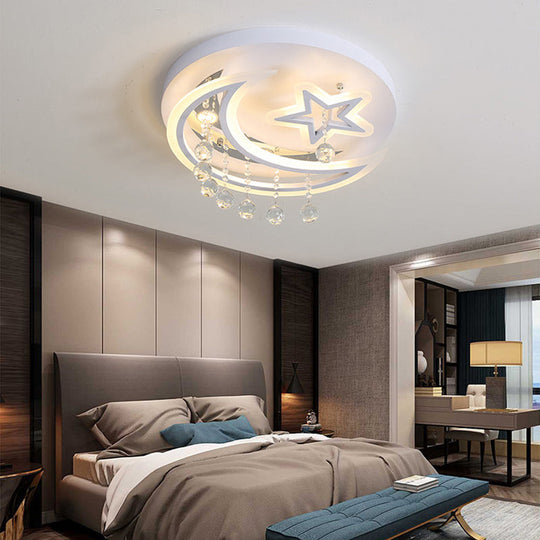 Modern Starry Led Ceiling Light In Warm/White For Bedroom- 16/19.5 Diameter