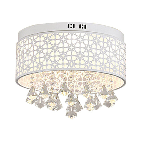 White Angel/Crystal Bead Flush Mount Led Bedroom Light - Simple Metal Design Multiple Sizes