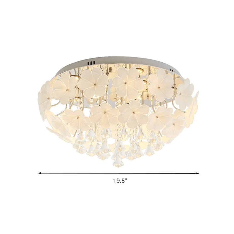 Amelia’s Glowing Elegance: Petal Flush Mount Light With Modern Crystal Flai Ceiling Lamp > Led
