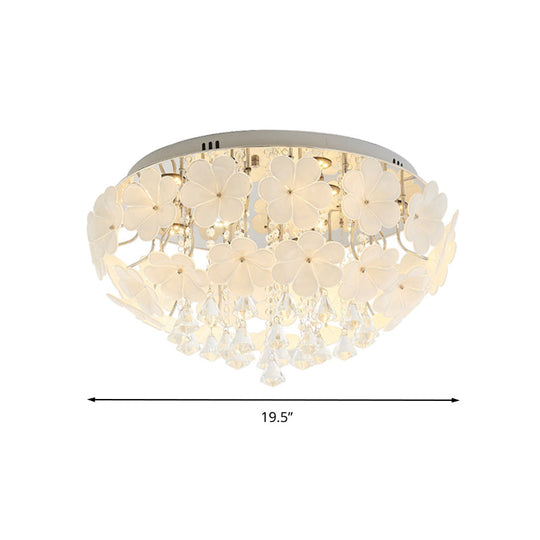 Amelia’s Glowing Elegance: Petal Flush Mount Light With Modern Crystal Flai Ceiling Lamp > Led