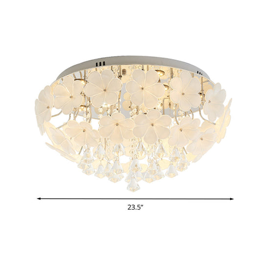 Amelia’s Glowing Elegance: Petal Flush Mount Light With Modern Crystal Flai Ceiling Lamp > Led
