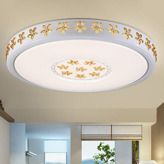 12’/16.5’/20.5’ White Flower Flush Mount Acrylic Led Living Room Light In White/3 Color