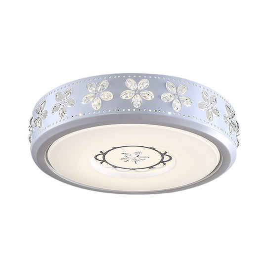 12’/16.5’/20.5’ White Flower Flush Mount Acrylic Led Living Room Light In White/3 Color