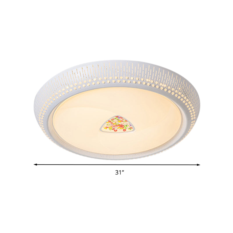 White Crystal Led Flush Mount Lamp - 23/31/36’ Round Bedroom Lighting Fixture 3 Color Light Options
