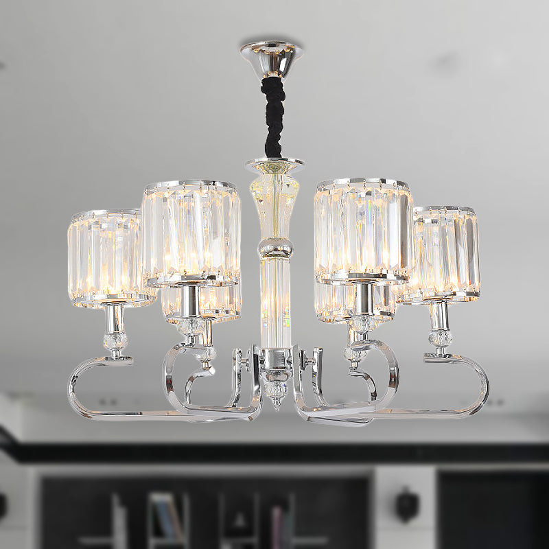 Contemporary Crystal Hanging Ceiling Light - Chrome Chandelier 3/6 Options 6 /