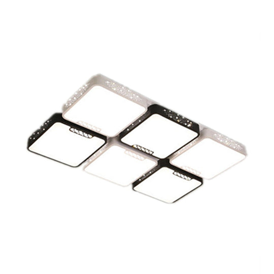 Modern Black And White Ceiling Light Fixture With Acrylic Shade - Choose Warm Or 3 Color 4/6 Lights