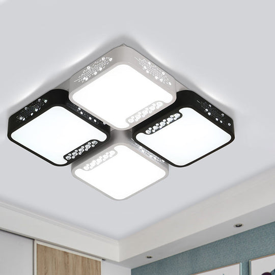 Modern Black And White Ceiling Light Fixture With Acrylic Shade - Choose Warm Or 3 Color 4/6 Lights