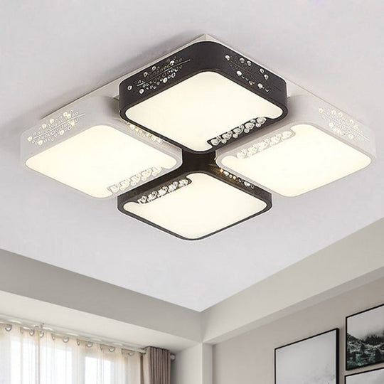 Modern Black And White Ceiling Light Fixture With Acrylic Shade - Choose Warm Or 3 Color 4/6 Lights