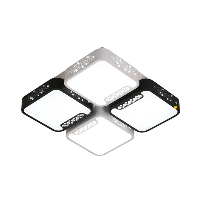 Modern Black And White Ceiling Light Fixture With Acrylic Shade - Choose Warm Or 3 Color 4/6 Lights
