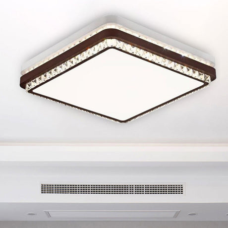 Modern Coffee Led Ceiling Light Fixture For Living Room - Dimmable Remote Control Multiple Shapes &