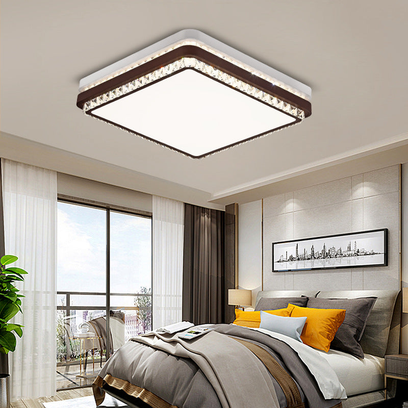 Modern Coffee Led Ceiling Light Fixture For Living Room - Dimmable Remote Control Multiple Shapes &