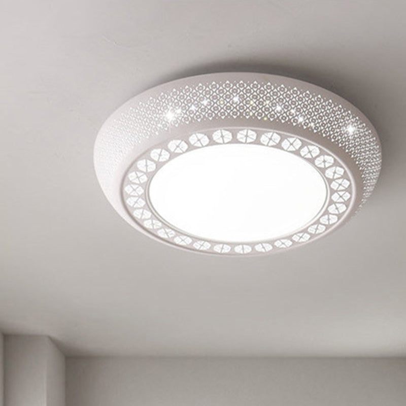 23’/35’ W Flush Mount Led Ceiling Light: Simple Cutout Design Acrylic White Bedroom Lighting In