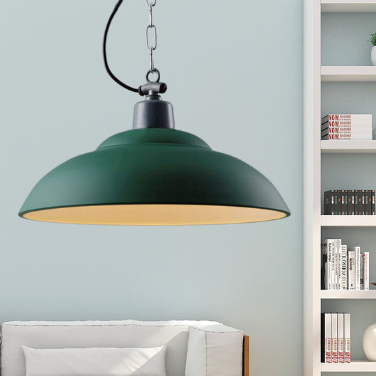 Vintage Style Black/Green Metallic Hanging Lamp With Chain - Indoor Pendant Light Green