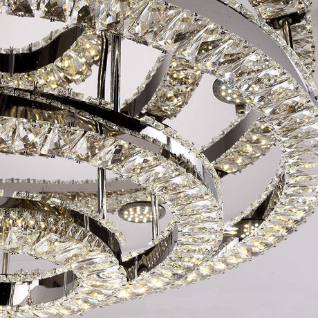 Modern Chrome Crystal Flush Mount Led Ring Light Fixture For Bedroom - 21.5/31.5 Wide
