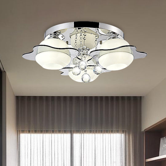Modern Crystal Ball Flower Ceiling Light Gray Flush Mounted With 3/5/7 Heads In Warm/White 3 / Grey