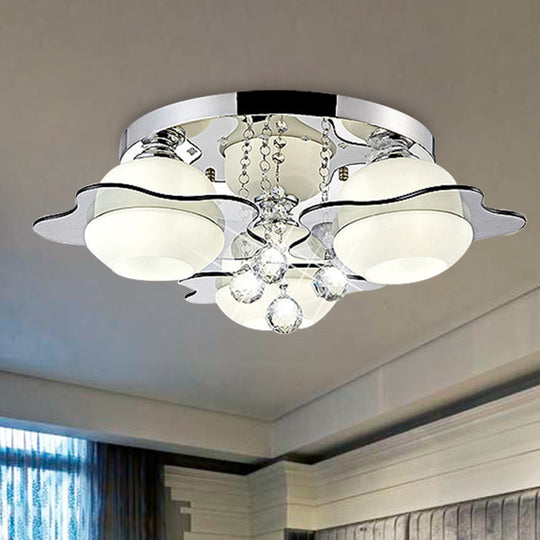 Modern Crystal Ball Flower Ceiling Light Gray Flush Mounted With 3/5/7 Heads In Warm/White