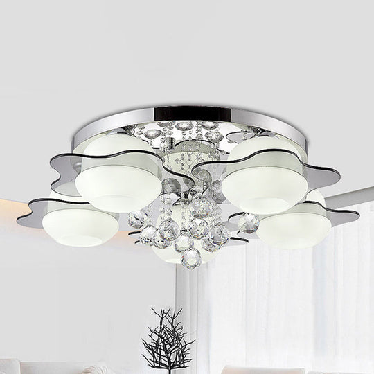 Modern Crystal Ball Flower Ceiling Light Gray Flush Mounted With 3/5/7 Heads In Warm/White