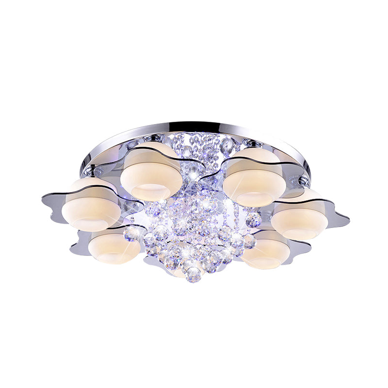 Modern Crystal Ball Flower Ceiling Light Gray Flush Mounted With 3/5/7 Heads In Warm/White