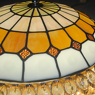 Vintage Stained Glass Round Flushmount Light With 1 Bulb - 16’ Or 19.5’ Width